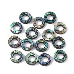 Perles de coquille d'ormeau naturel/coquille de paua, anneau, colorées, 15.3x3.5mm, Trou: 0.9mm, diamètre intérieur: 8 mm