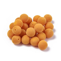Flockige Acrylperlen, Runde, orange, 10 mm, Bohrung: 2 mm