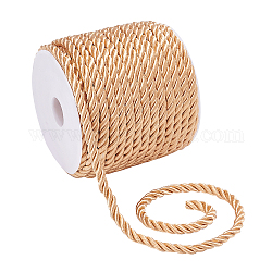 Cordon tressé en polyester 3 pli pandahall elite, corde torsadée, pour les accessoires de bijoux de cordon de bricolage, verge d'or, 5mm, environ 18 m / bibone 