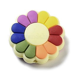 Perle di silicone fiore, colorato, 28.5x8.5mm, Foro: 2.5 mm