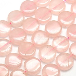 Flat Round Natural Rose Quartz Beads Strands, 14x5mm, Hole: 1mm, about 31pcs/strand, 17.3 inch