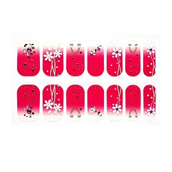 Full-Cover-Ombre-Nägel-Wraps, Straßennagelstreifen in Glitzerpuderfarbe, selbstklebend, für Nagelspitzen Dekorationen, rot, 24x8 mm, 14pcs / Blatt