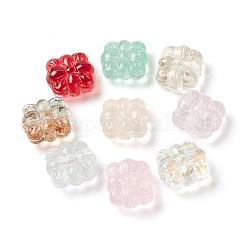 Pulvériser perles de verre transparentes peintes, crucifère, couleur mixte, 15x14x7mm, Trou: 1.2mm