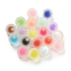 Perline trasparenti in acrilico smerigliato, perline in perline, tondo, colore misto, 15.5mm, Foro: 3 mm