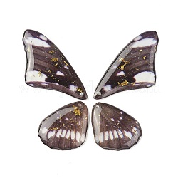 Conjunto de colgantes de resina translúcida, con lámina de oro, encanto de ala de mariposa, coco marrón, 23~39x19.5~24x2.5mm, agujero: 1 mm, 4 PC / sistema