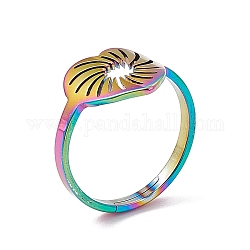 Ионное покрытие (ip) 201 регулируемое кольцо из нержавеющей стали с полым сердцем для женщин, Радуга цветов, размер США 6 (16.5 мм)
