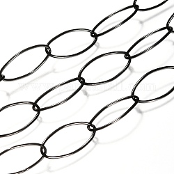 Вакуумное покрытие 304 цепи из нержавеющей стали для скрепок, тянутые удлиненные кабельные цепи, пайки, с катушкой, металлический черный, 20x10x1 мм, около 16.4 фута (5 м) / рулон