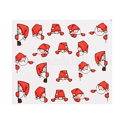 3d Weihnachtsnagelaufkleber, wassertransfer aufkleber weihnachtsmann elch baum glocke socke designs aufkleber, für weihnachten winter fingernägel zubehör, rot, 6.2x5.4 cm