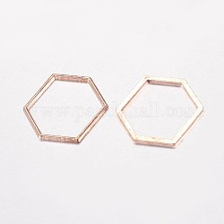 Anneaux connecteurs en alliage, hexagone, or rose, 18x20x1mm
