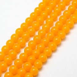 Imitation Amber Resin Round Beads Strands for Buddhist Jewelry Making, Orange, 10mm, Hole: 2mm, about 42pcs/strand, 15.5 inch