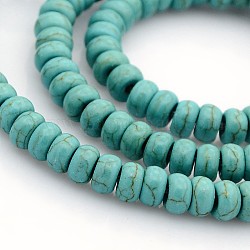 Kunsttürkisfarbenen Perlen Stränge, Rondell, Türkis, 6x4 mm, Bohrung: 1 mm