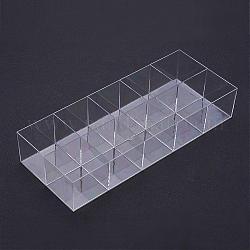 10 отсеков прямоугольник пластиковых контейнеров для хранения бисера, нет крышки, прозрачные, 12.8x31.6x5.8 см