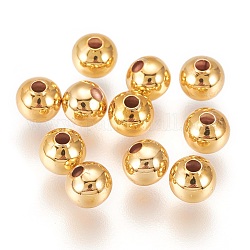 Perline in ottone, placcato di lunga durata, tondo, oro, 4x3.5mm, Foro: 1.6 mm, 100 pc / set