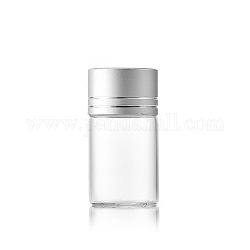 Bouteilles en verre transparent conteneurs de perles, tubes de stockage de billes à vis avec capuchon en aluminium, colonne, couleur d'argent, 2.2x4 cm, capacité: 8 ml (0.27 oz liq.)