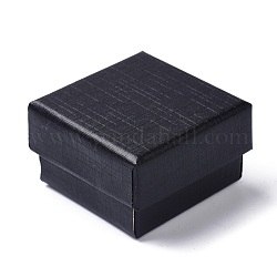 Бумажные шкатулки, с черной губкой, для серьги и кольца, квадратный, чёрные, 5.1x5.1x3.15 см