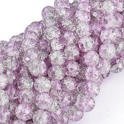 Chapelets de perles en verre craquelé, ronde, Prune, 8mm, Trou: 1.3~1.6mm, 31.4 pouce
