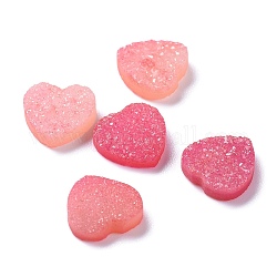 Natürliche druzy Achat Cabochon, gefärbt, Herz, neon rosa , 9~10x10x3 mm