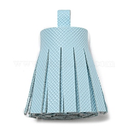 Décorations pendentif pompon en simili cuir, bleu clair, 36x20~25mm, Trou: 6x5.4mm