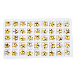 Cabujones de cristal de rhinestone, accesorios de la decoración del arte del clavo, facetados, estrella, oro, 9.5x10x4.5mm