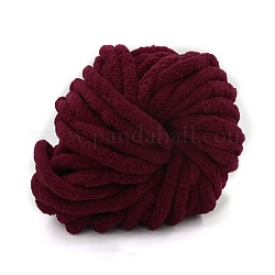 Hilo de fibra de poliacrilonitrilo, hilo grueso de chenilla, para diy brazo tejido a mano manta sombrero bufanda, de color rojo oscuro, 18mm, aproximamente 24 m / rollo