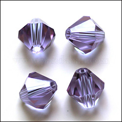 Imitation österreichischen Kristallperlen, Klasse aaa, facettiert, Doppelkegel, Medium lila, 4.55x5 mm, Bohrung: 0.7~0.9 mm