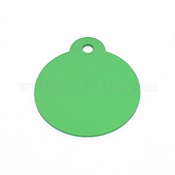 Ciondoli in alluminio bianco, rotondo e piatto, verde lime, 36x31.5x1mm, Foro: 3 mm, 10pcs/scatola