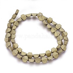 Electroplated Non-magnetic Synthetic Hematite Beads Strands, Frosted, Trapezoid, Antique Bronze Plated, 8x8x4mm, Hole: 1mm, about 52pcs/strand, 16.14 inch(41cm)