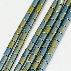 Chapelets de perles en hématite synthétique sans magnétiques, colonne, Grade a, vert plaqué, 2.75x2mm, Trou: 1mm, Environ 135 pcs/chapelet, 16 pouce