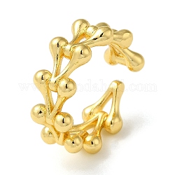 Rack Plating Brass Open Cuff Rings for Women, Hollow Triangle, Real 18K Gold Plated, Inner Diameter: 17.8mm
