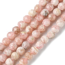 Natural Argentina Rhodochrosite Beads Strands, Faceted, Round, 3mm, Hole: 0.8mm, about 129~132pcs/strand, 15.28~15.55 inch(38.8~39.5cm)