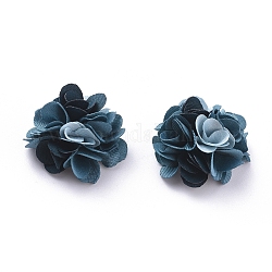 Handmade Polyester Woven Costume Accessories, Tri-color, Flower, Dark Slate Gray, 24.5~26x12.5~13.5mm