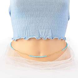 Sommerschmuck Taillenperle, Körperkette, Saat Perlen Bauchkette, Bikini Schmuck für Frau Mädchen, Licht Himmel blau, 31.5 Zoll (80 cm)