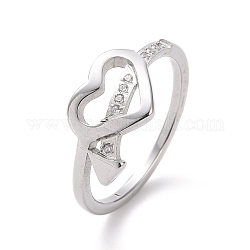 Corazón de rhinestone de cristal con anillo de dedo de flecha, 304 joyería de acero inoxidable para mujer., color acero inoxidable, nosotros tamaño 5 1/2~9 (16.1~18.9 mm)