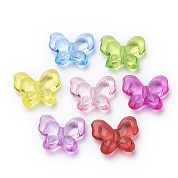 Perles en acrylique transparente, papillon, couleur mixte, 18x22x7mm, trou: 1 mm, environ 410 pcs / 500 g
