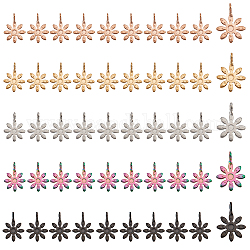 Nbeads 60pcs 5 couleurs 304 pendentifs en acier inoxydable, fleur, couleur mixte, 10x7x2mm, Trou: 1mm, 12 pcs / couleur