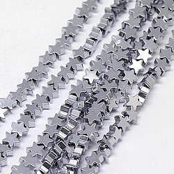 Electroplate Non-magnetic Synthetic Hematite Beads Strands, Star, Grade A, Platinum Plated, 4x4x2mm, Hole: 1mm, about 117pcs/strand, 16 inch