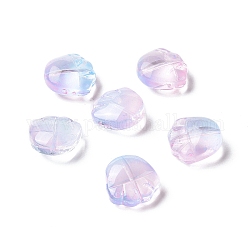 Transparent Spray Painted Glass Beads, Bear Claw Print, Lilac, 14x14x7mm, Hole: 1mm