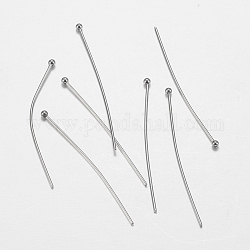 304 Stainless Steel Ball Head Pins, Stainless Steel Color, 40x0.7mm, 21 Gauge, Head: 2mm