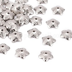 5 304 -petal acero inoxidable casquillos del grano de la flor, color acero inoxidable, 10x3mm, agujero: 1 mm