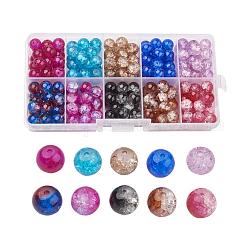 Perles rondes en verre craquelé transparent, couleur mixte, 6mm, Trou: 1.3~1.6mm, environ 400~450 pcs / boîte