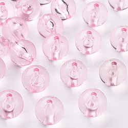 Transparente Acryl Perlen, Runde, rosa, 16x15 mm, Bohrung: 2.8 mm, ca. 220 Stk. / 500 g
