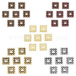 Tibetan Style Alloy Spacer Beads, Cadmium Free & Nickel Free & Lead Free, Square, Mixed Color, 7x7x2mm, hole: 2mm, 5 colors, 100pcs/color, 500pcs/box