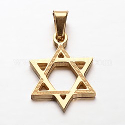 Stella di David 304 ciondoli in acciaio inox, per gli ebrei, oro, 22x16x2mm, Foro: 4x7 mm