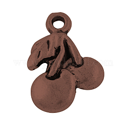 Tibetan Style Alloy Cherry Pendants, Lead Free & Nickel Free, Red Copper, 18x12.5x3mm, Hole: 2mm, about 600pcs/1000g