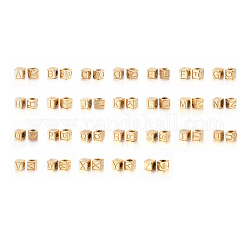 Granos del europeo del agujero grande de la letra del 304 acero inoxidable, agujero horizontal, cubo, alfabeto, dorado, Letra A ~ Z, 8x8x8mm, agujero: 5 mm
