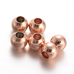 Spacer perle di ottone rotondo, oro roso, 3mm, Foro: 1 mm