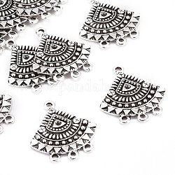 Alloy Dangle Chandelier Component Links, Lead Free and Cadmium Free, Fan, Antique Silver Color, 26x24x1.5mm, Hole: 2mm