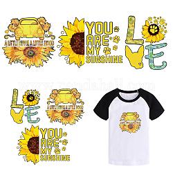 Haustier-Wärmeübertragungsfilm-Logo-Aufkleber, für DIY-T-Shirt, Taschen, Hüte, Jacken, Sonnenblumenmuster, golden, 230x230 mm