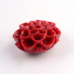 Perles de corail synthétiques teintes, fleur, firebrick, 10.5x10.5x6mm, Trou: 1.5mm