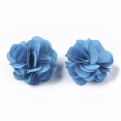 Fleurs en tissu polyester, pour les bandeaux de bricolage accessoires de fleurs accessoires de cheveux de mariage pour filles femmes, bleu royal, 34mm